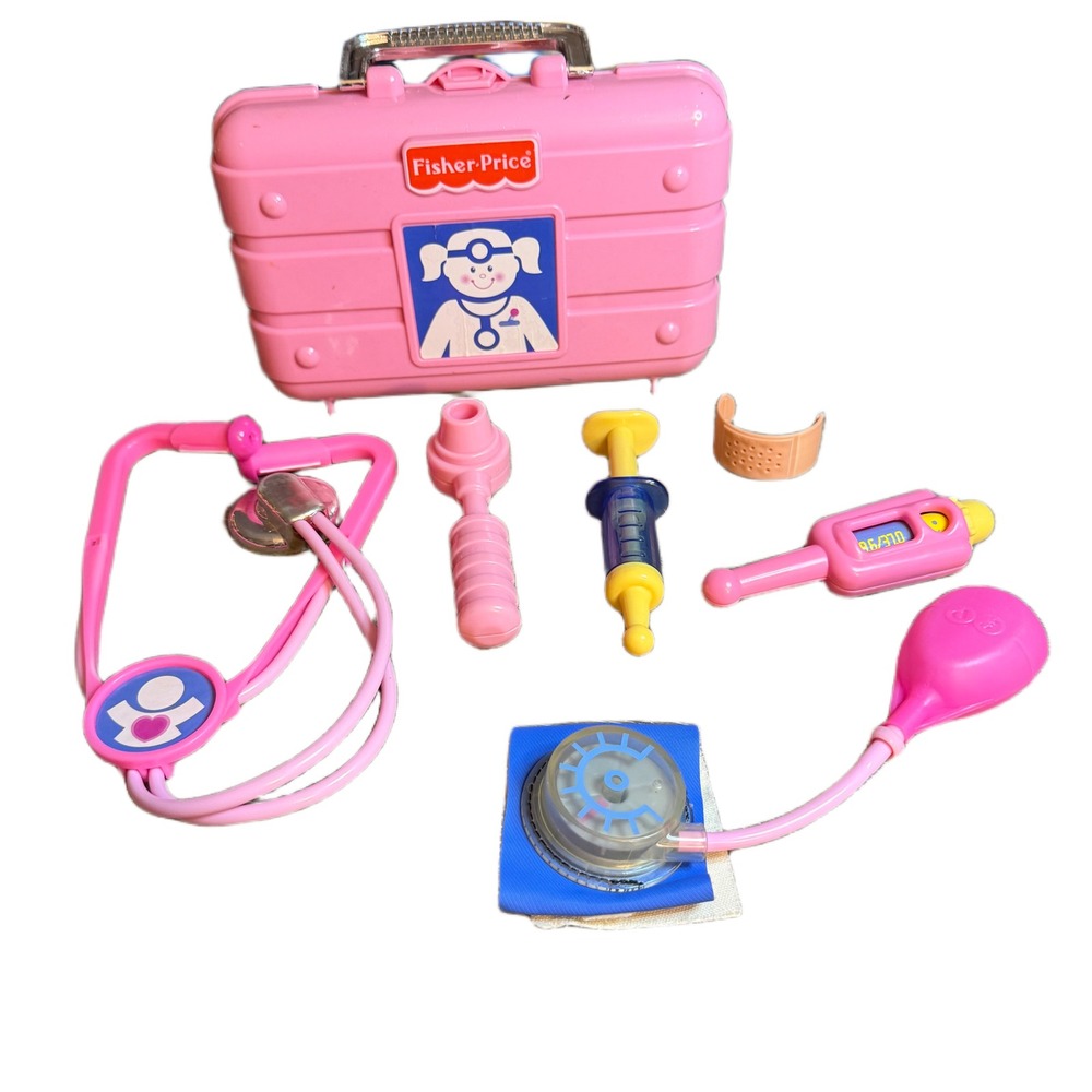 Fisher-Price Medical Doctor Kit Pink Case Stethoscope Toy Set 2006 L5196